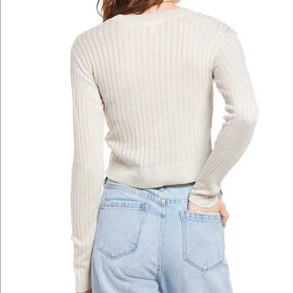 NEW BP Reagan Rib White Crop Sweater Womens Size XXS - Picture 4 of 10